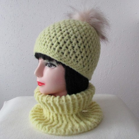 Čepice + nákrčník zima čepice žlutá šála souprava zimní háčkované akryl vlna hřejivé nákrčník čepka set lehoučké elastan na krk crochet shawl winter beanie 