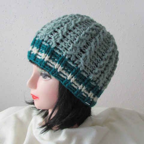 Čepice unisex zelená čepice háčkovaná dámská zimní akryl teplá petrolejová unisex pánská handmade viskoza 