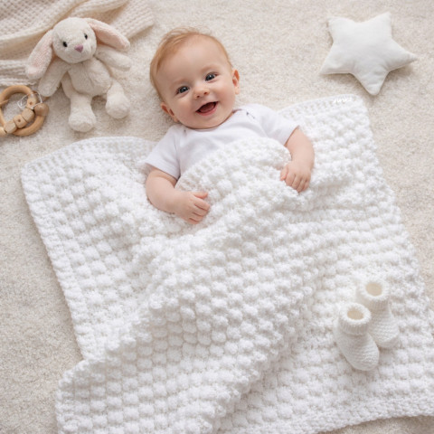 Deka pro miminko děti deka bílá miminko háčkované akryl atelier přikrývka slavnostní unisex handmade slavnost křtiny na focení mimi vítání 