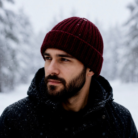 Čepice unisex zima velká čepice háčkovaná pružná zimní akryl unisex hřejivá crochet debilka vinová tmavěvínová 
