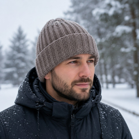 Čepice unisex zima velká čepice háčkovaná pružná zimní akryl krémová unisex hřejivá crochet debilka melange šedokrémová 