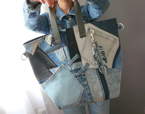Džínová kabelka-taška. kabelka taška riflová boro styl 