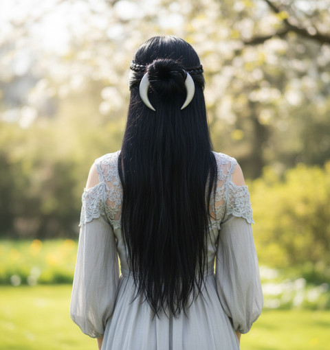 Stříbrný měsíc do vlasů dřevo spona sponka spony spona do vlasů módní doplňky jehlice do vlasů doplňky do vlasů boho šperky boho doplňky 