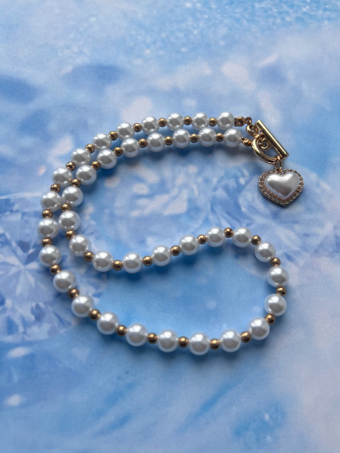 Perlové korálky se srdíčkem srdce korálky zlatá srdíčko elegantní luxusní perly 