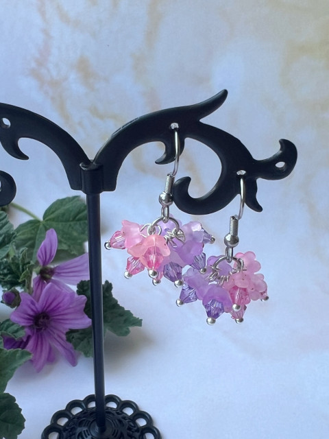 Bodlinkové náušnice růžové korálky elegantní černá nerez luxusní ocel sváteční do divadla bodlinky steel 