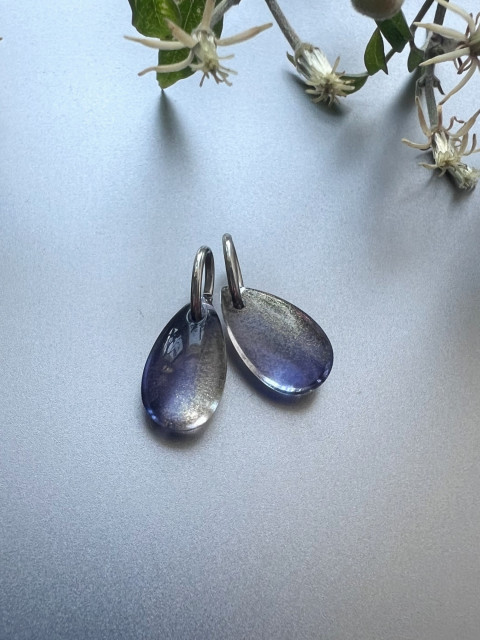 Fialovo šedé slzičky na výměnu kapka nerez ocel slza skleněná slzička steel 