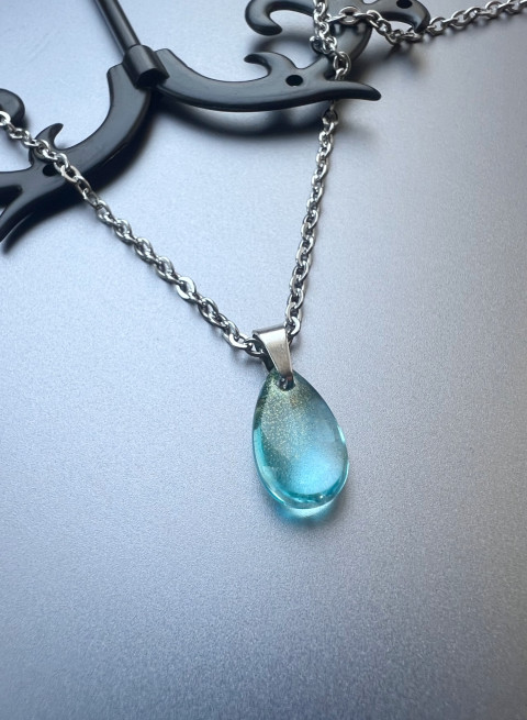 Řetízek s modrou slzičkou - Steel přívěsek sklo nerez slza slzička steel 