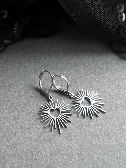 Srdíčkové náušnice - S. Steel srdce slunce nerez ocel 