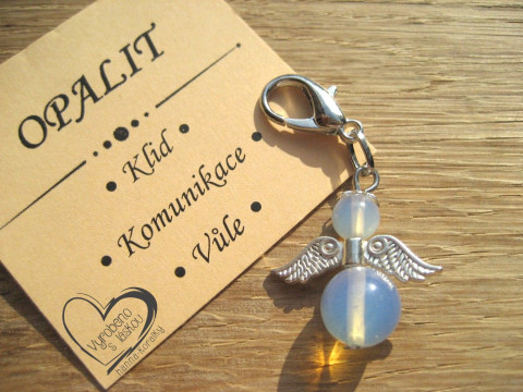 PŘÍVĚSEK - ANDĚL - OPALIT přívěsek polodrahokam minerál anděl andílek křídla andělíček minerální andělé andílci andělíčci pro radost andělské na kabelku na klíče na peněženku 