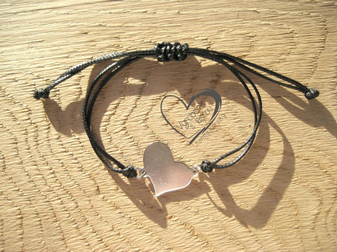 PROVÁZKOVÝ NÁRAMEK - SRDCE kabbalah náramek šňůrkový ocel 