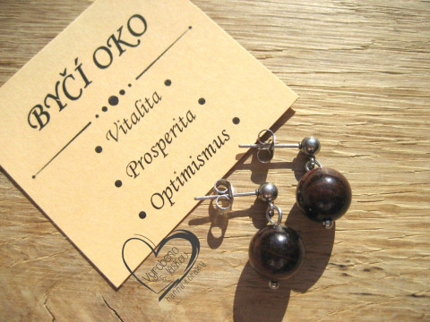 NÁUŠNICE PUZETY - BYČÍ OKO náušnice minerál minerální pro alergiky puzetkové 