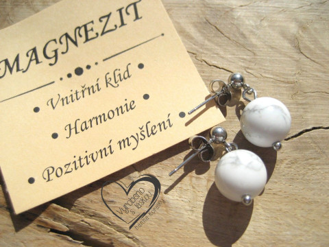 NÁUŠNICE - NEREZ OCEL - MAGNEZIT náušnice minerál minerální pro alergiky puzetkové 