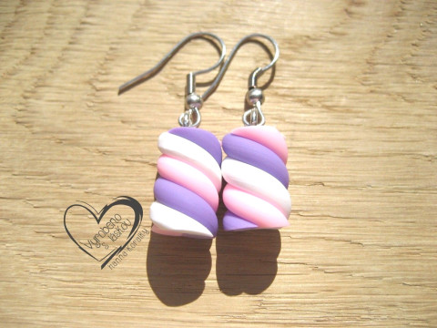 NÁUŠNICE - MARSHMALLOW - fialové veselé hravé sranda náušnice 