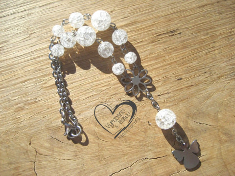 Autorůženec - křišťál s andělíčkem ochrana amulet ochranný do auta řidič autorůženec na cestách talisman autoruzenec růženec 