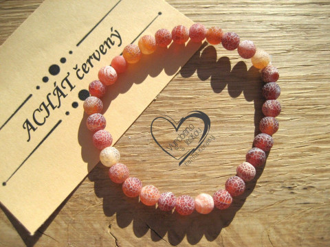 Náramek Achát červený matný 6mm náramek minerál minerální pro alergiky 