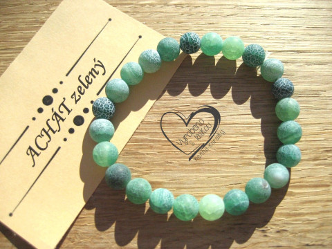 Náramek Achát zelený matný 8mm náramek minerál minerální pro alergiky 