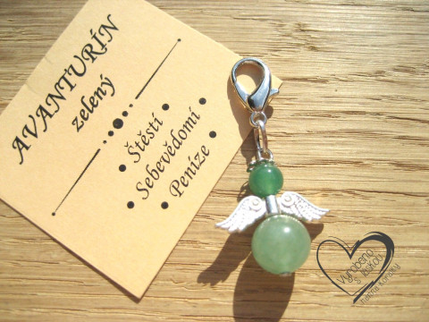 Přívěsek - anděl - avanturín zelený přívěsek polodrahokam minerál anděl andílek křídla andělíček minerální andělé andílci andělíčci pro radost andělské na kabelku na klíče na peněženku 