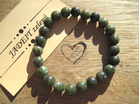 Náramek Jadeit zelený 8mm III. náramek minerál minerální pro alergiky 