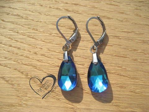 Náušnice - modré kapky náušnice elegantní ocel kapky slzy 