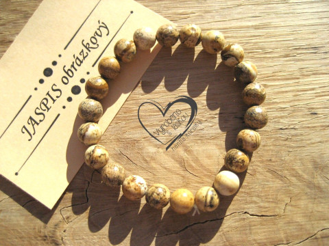 Náramek Jaspis obrázkový 8mm náramek minerál minerální pro alergiky 