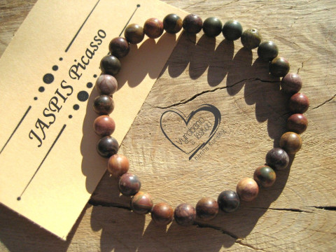 Náramek Jaspis Picasso hnědý 6mm náramek minerál minerální pro alergiky 