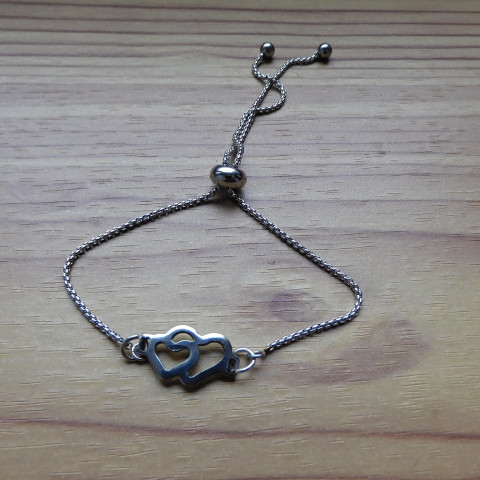Náramek nerez 2 srdíčka náramek nerez 2 srdce 