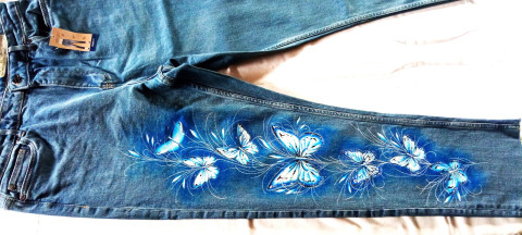 dámské džíny-MOTÝLCI kalhoty motýlci džíny 