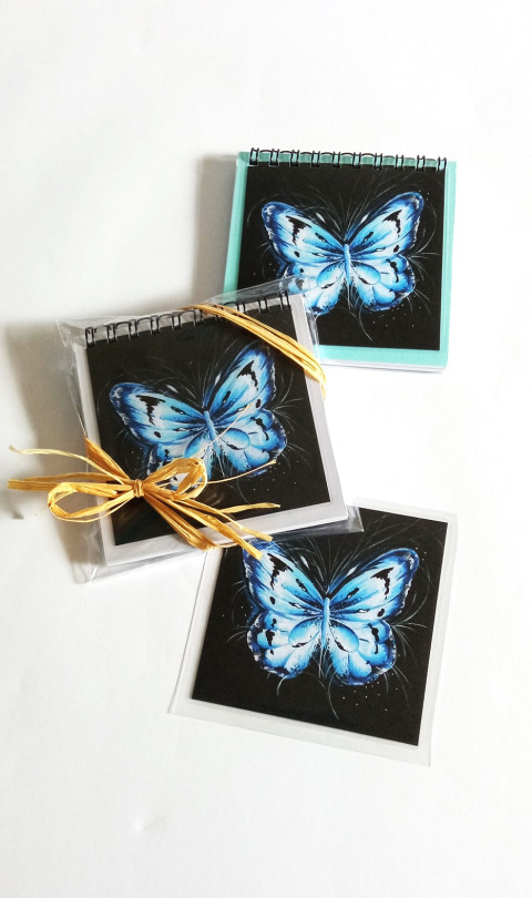bloček+magnetický obrázek-MODRÁSEK motýl bloček 