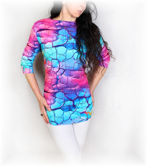 Triko vz. 950 SLEVA z 890 kč modrá halenka jarní černá triko jaro léto tyrkysová vzor bavlněné celoroční mramorový 