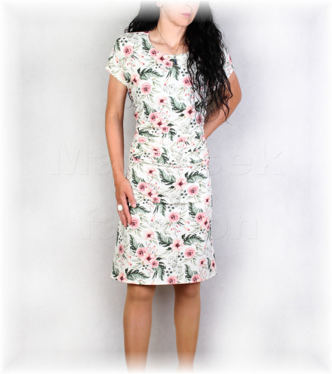 Šaty vz. 816 SLEVA z 1.399 kč barevné jarní letní bavlna bílá úpletové šaty svatba béžová léto tyrkysová vzor oslava dovolená celoroční 