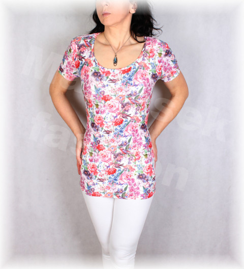 Triko vz.682 SLEVA ze 799 kč červená růžová letní květy bílá triko růže vzor dovolená 
