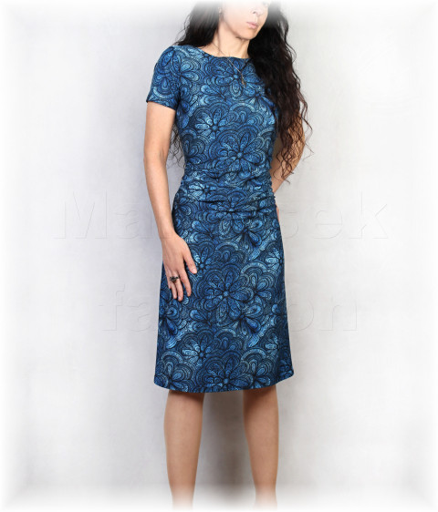 Šaty vz.903 modrá barevné jarní letní květy šaty svatba léto vzor oslava dovolená 