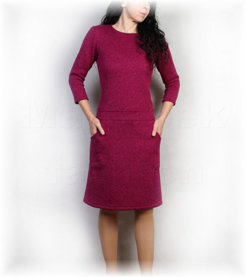 Šaty s kapsami-hřejivé4(více barev) růžová sportovní šedá šaty zimní kapsy podzimní volnočasové svetrovina lstružinová 