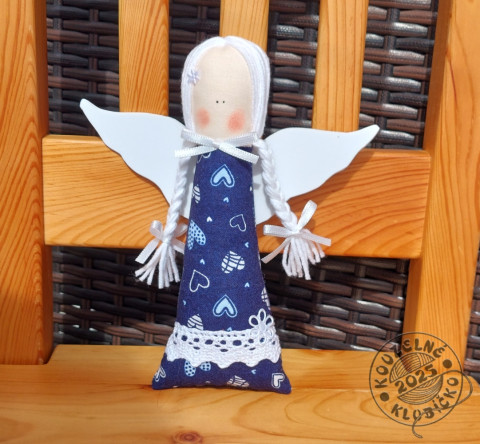 Andělka Modrotisk modrá srdíčka dekorace dárek vánoce anděl andílek andělíček andělka 