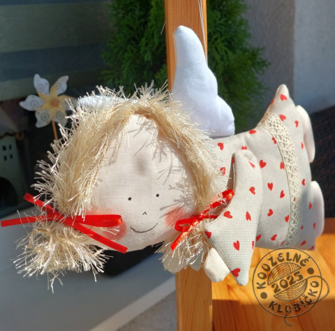 Andělka letící REŽNÁ LÁSKA dekorace dárek anděl andílek andělíček andělka křidélka šitý anděl letící andělka 