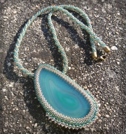 Améria - náhrdelník šperk náhrdelník polodrahokam achát doplněk přírodní zelenkavá tyrkysová plátek 