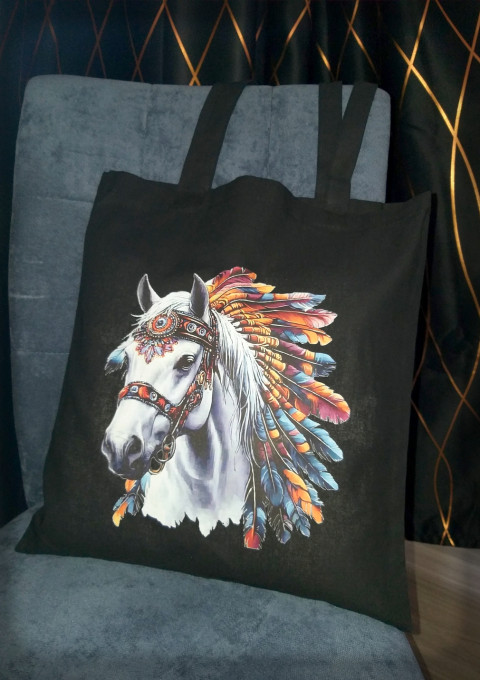 Textilní taška s potiskem - kůň doplněk taška kůň koník koníček obrázek nákup barvy potisk 