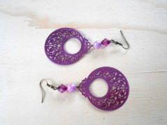 Náušnice fialové s černou (96/18)