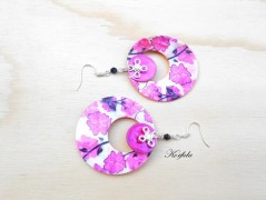 Náušnice fialové s černou (96/18)