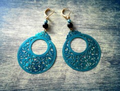 Náušnice fialové s černou (96/18)