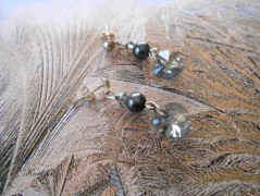 Náušnice fialové s černou (96/18)