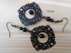 Náušnice fialové s černou (96/18)