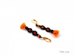 Náušnice fialové s černou (96/18)