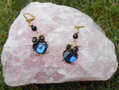 Náušnice fialové s černou (96/18)