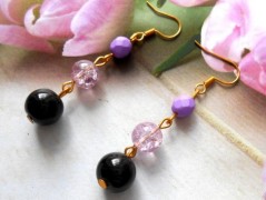 Náušnice krajkové oválky černé