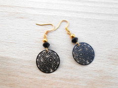 Náušnice fialové s černou (96/18)