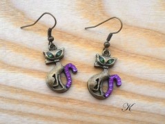 Náušnice fialové s černou (96/18)