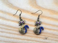 Náušnice fialové s černou (96/18)