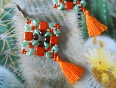 Náušnice fialové s černou (96/18)