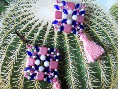 Náušnice fialové s černou (96/18)